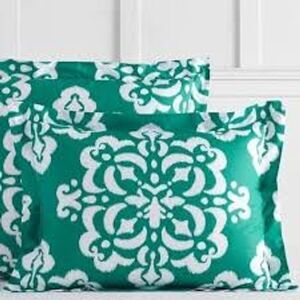 Pottery Barn Ikat Medallion Duvet Cover‎ Twin Green Modern Teen Dorm Kids New